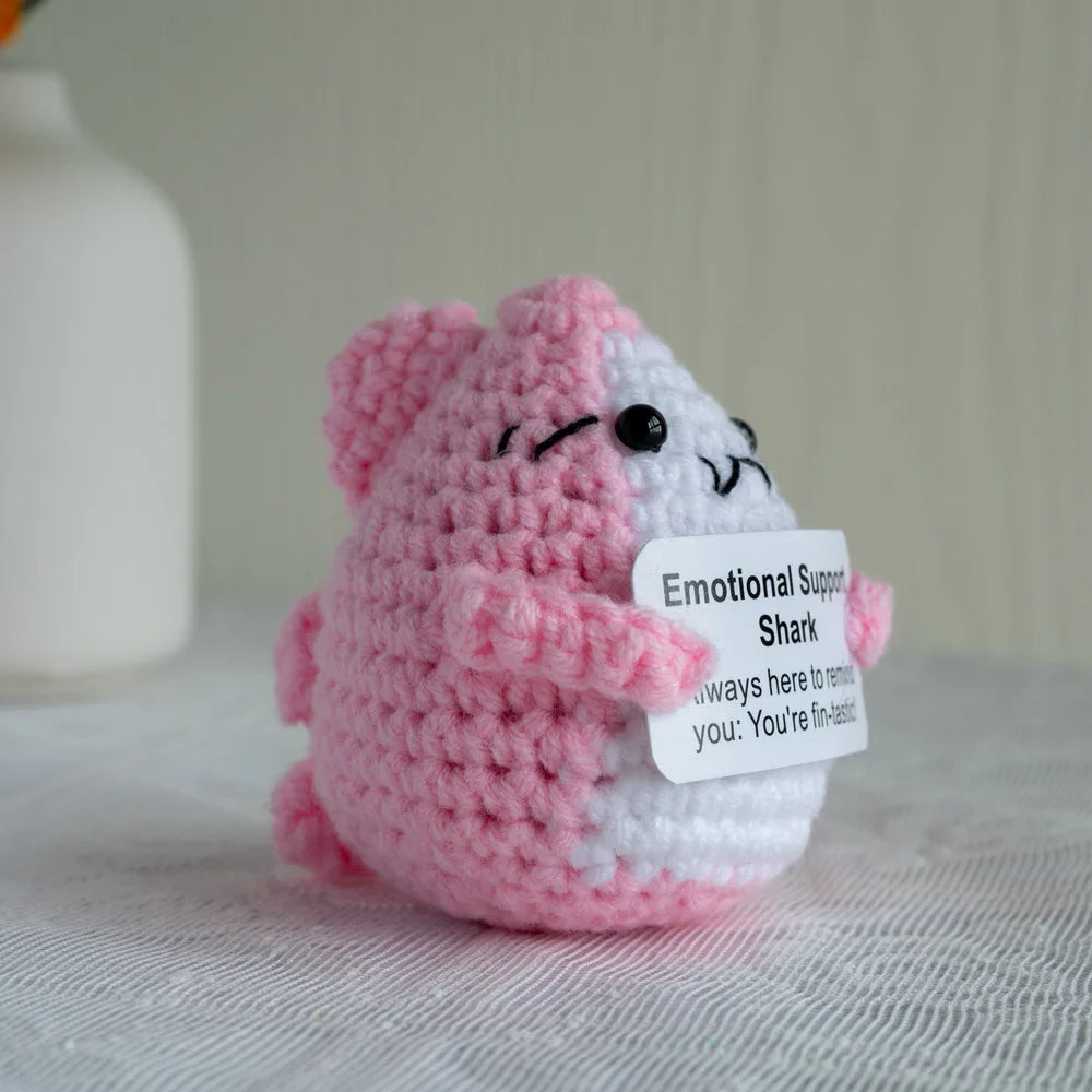Beurre de requin à énergie positive au crochet drôle avec carte, décoration de la maison et de la chambre, fait à la main, ornement d'équation de fleurs, cadeaux de Noël